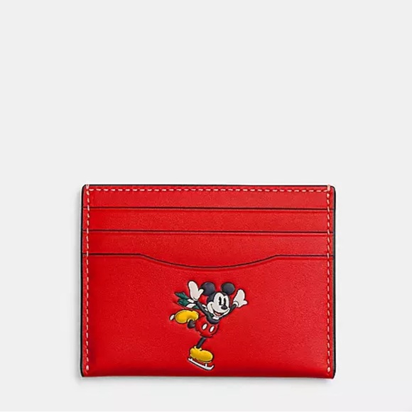 NEW Coach X Disney Electric Red Leather Slim ID Card Case Wallet - Picture 9 of 10